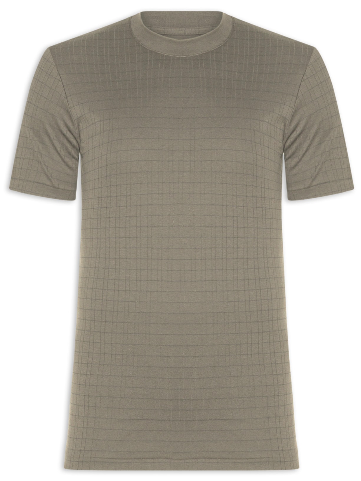 Camiseta Masculina Maquinetada Gola Média Marrom Ricardo Almeida