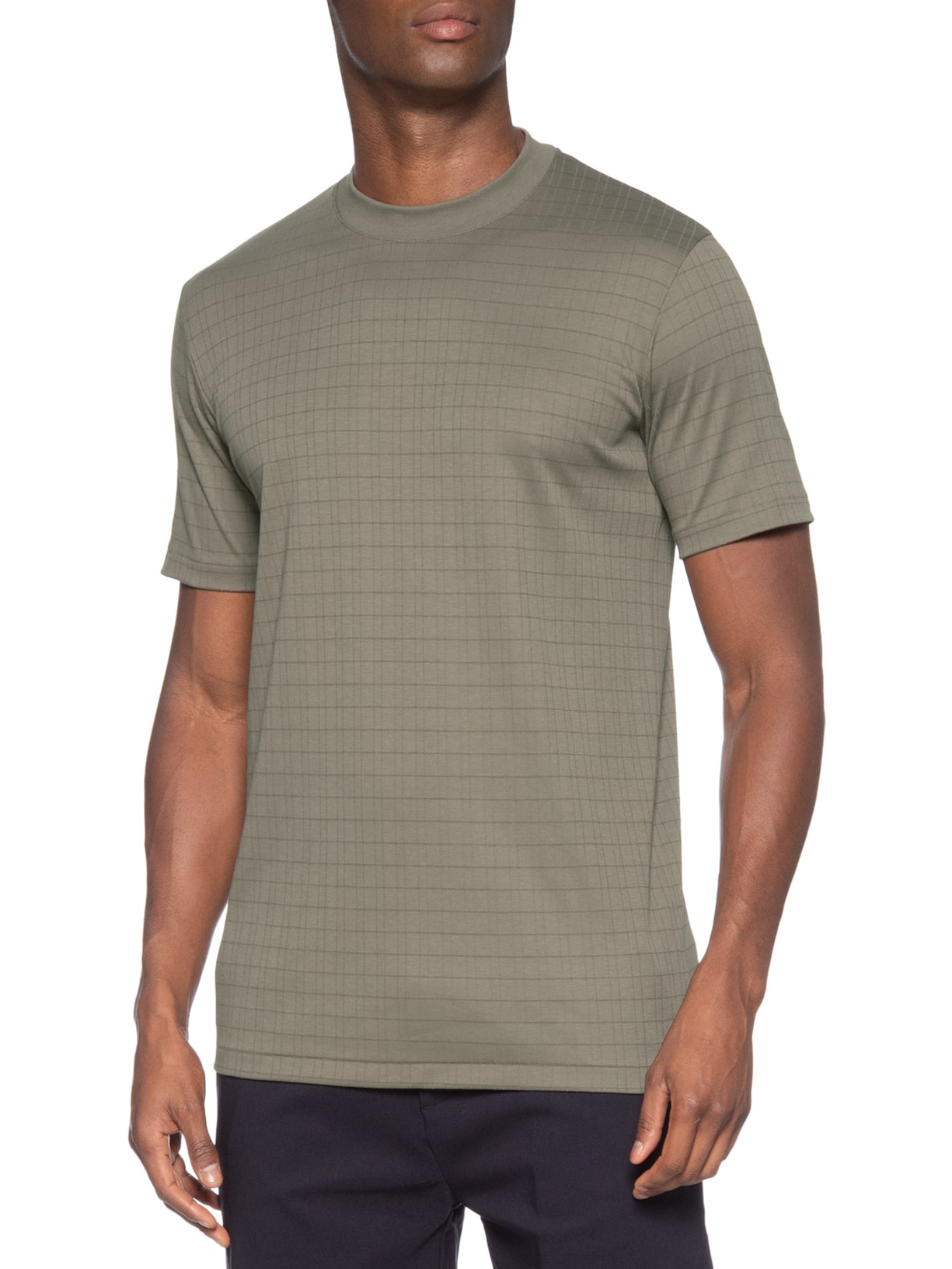 Camiseta Masculina Maquinetada Gola Média Marrom Ricardo Almeida