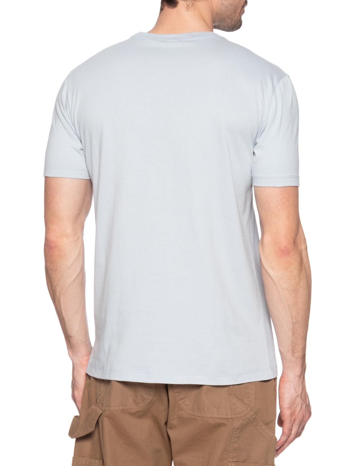 Camiseta Masculina Marca Curta Meia Malha Azul Calvin Klein - White Label