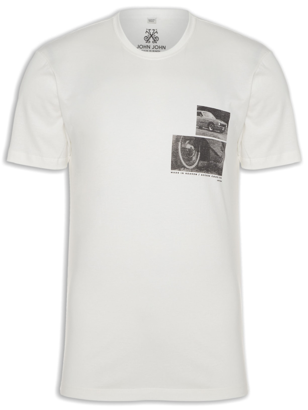 Camiseta Masculina Mat Car - Branco