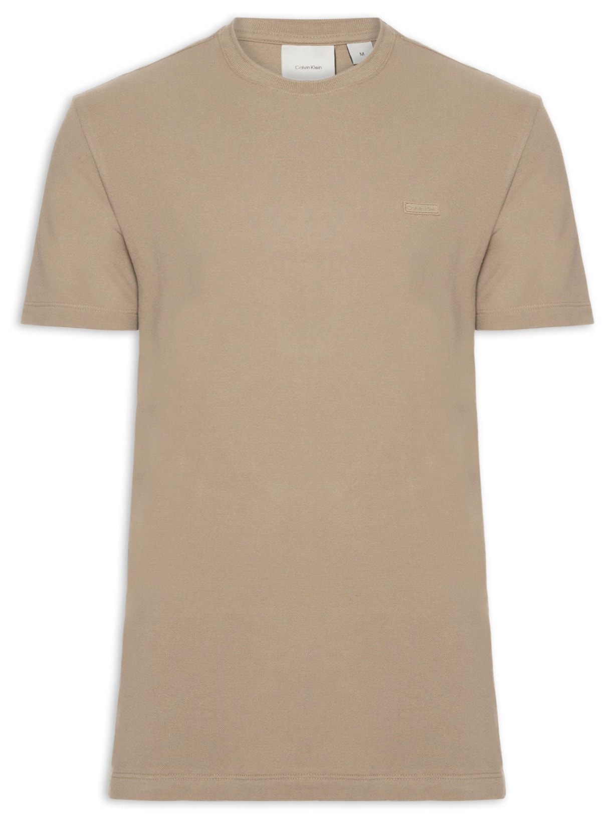 Camiseta Masculina Mc Ck Piquet Patch Borrach - Bege