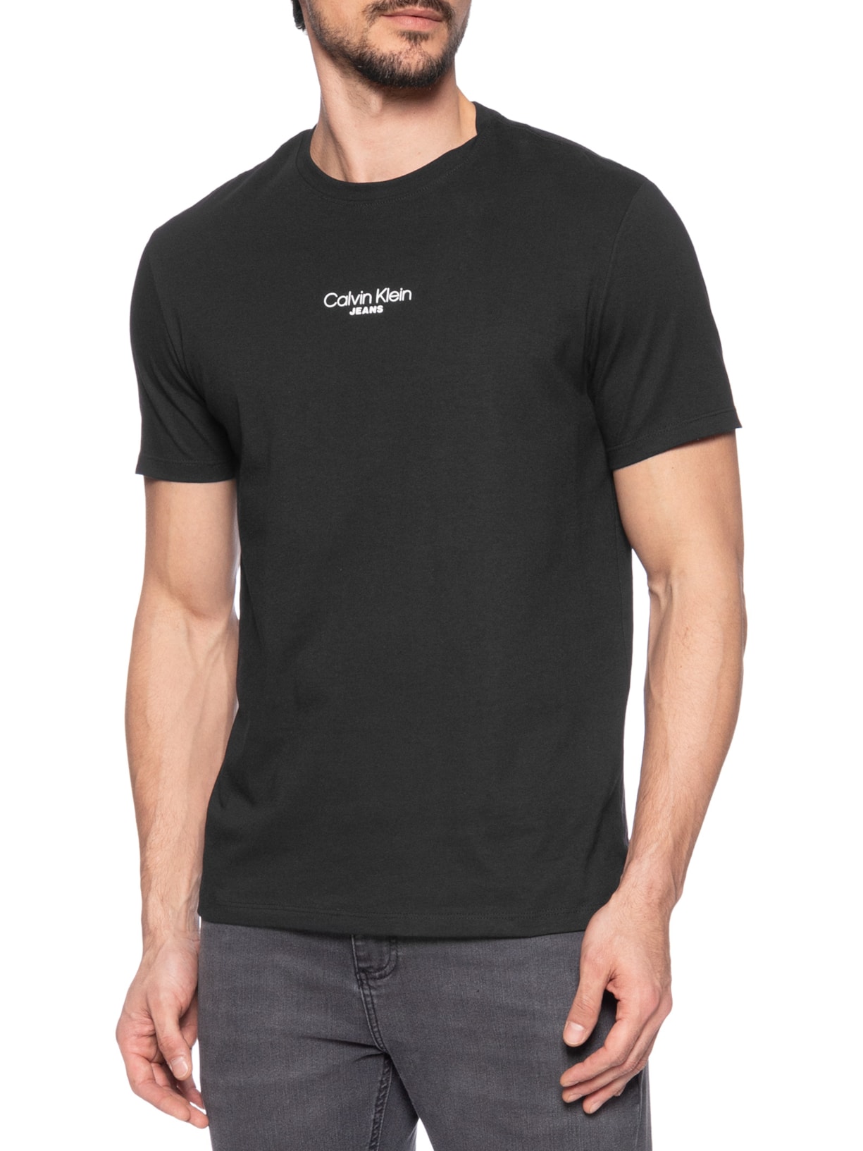 Camiseta Masculina Mc CKJ Logo Calvin Jeans Preto Calvin Klein Jeans