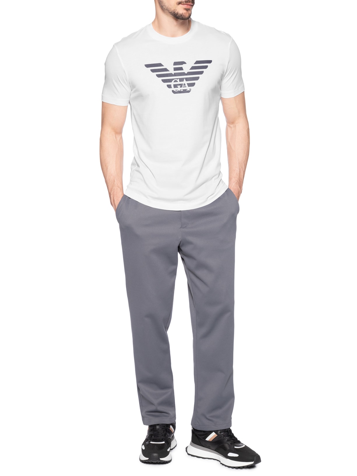 Camiseta Masculina Mc Logo Branco Emporio Armani