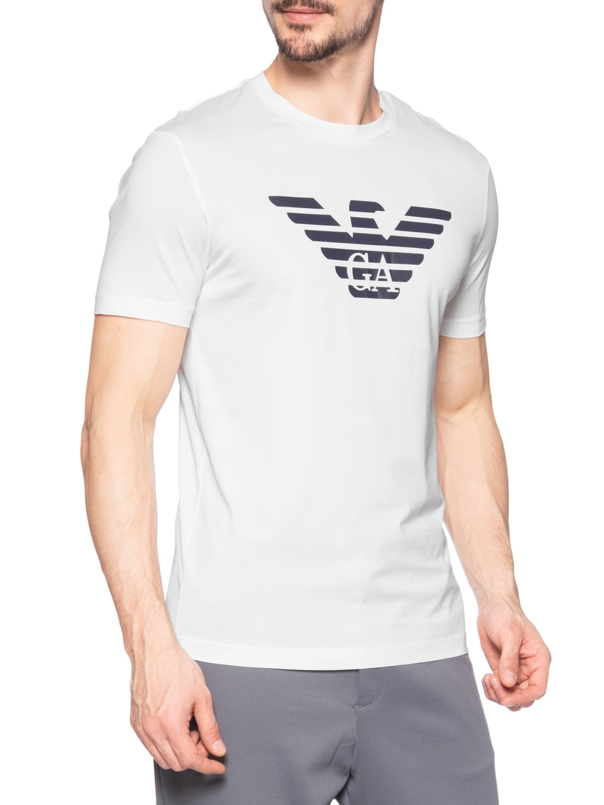 Camiseta Masculina Mc Logo Branco Emporio Armani
