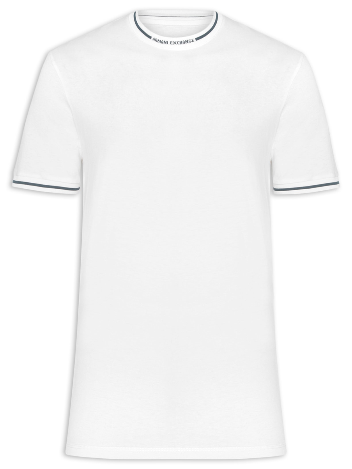 Camiseta Masculina Mc Regular Fit Detalhe Gola - Branco