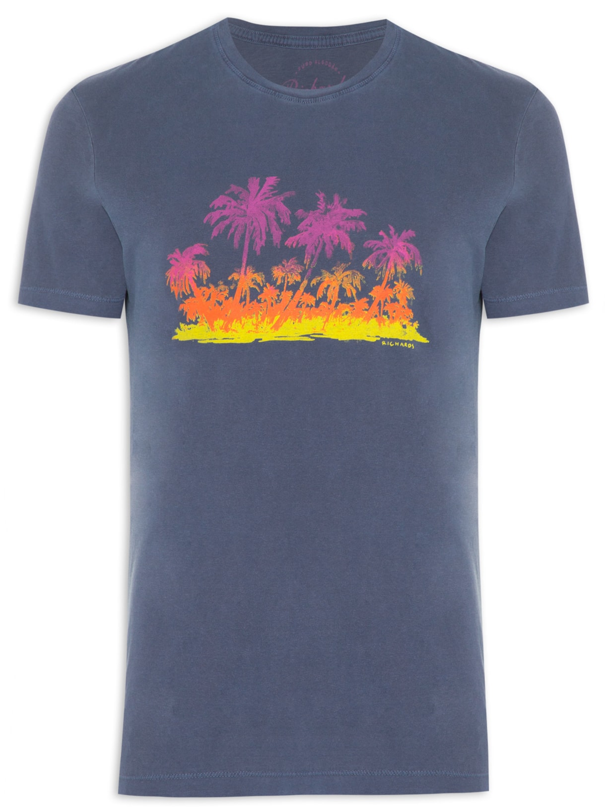 Camiseta Masculina Meia Malha Aquarela - Azul