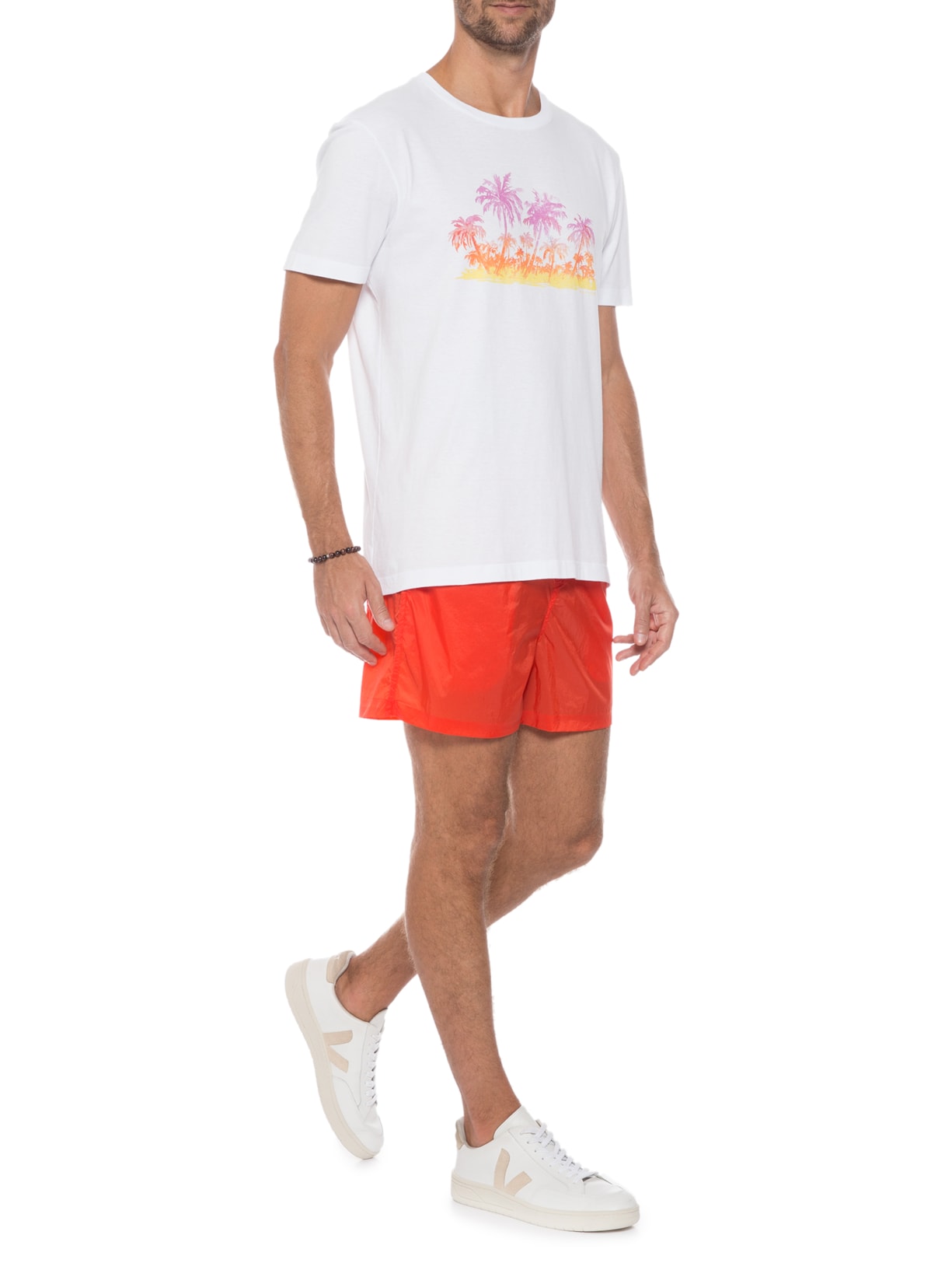 Camiseta Masculina Meia Malha Aquarela Branco Richards