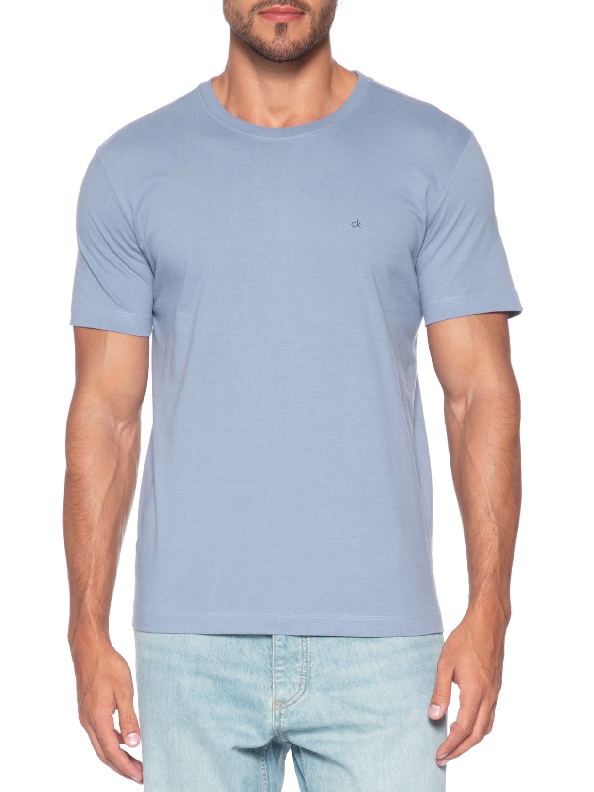 Camiseta Masculina Meia Malha Azul Calvin Klein - White Label