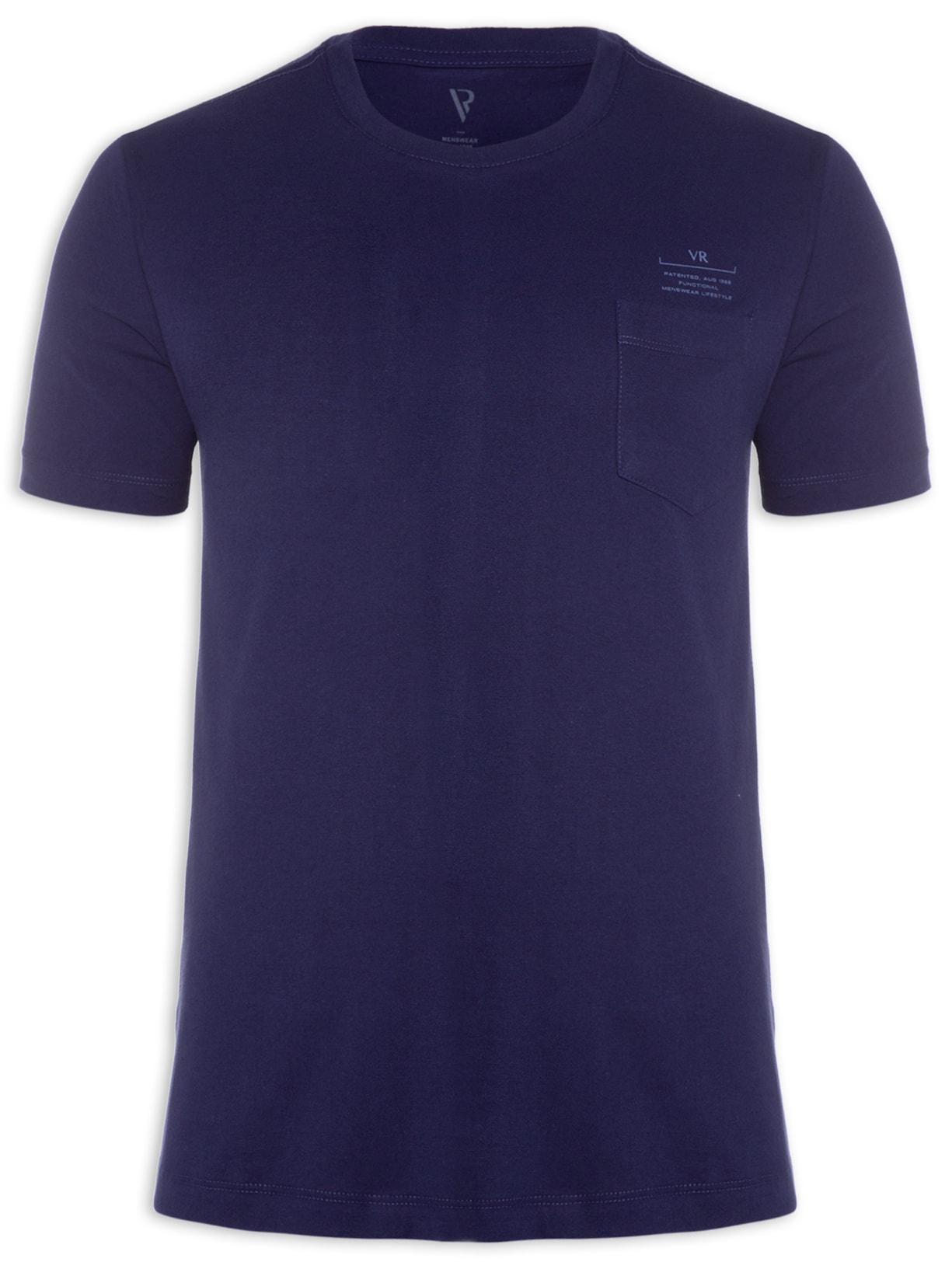 Camiseta Masculina Meia Malha Básica Bolso Functional Azul Vr