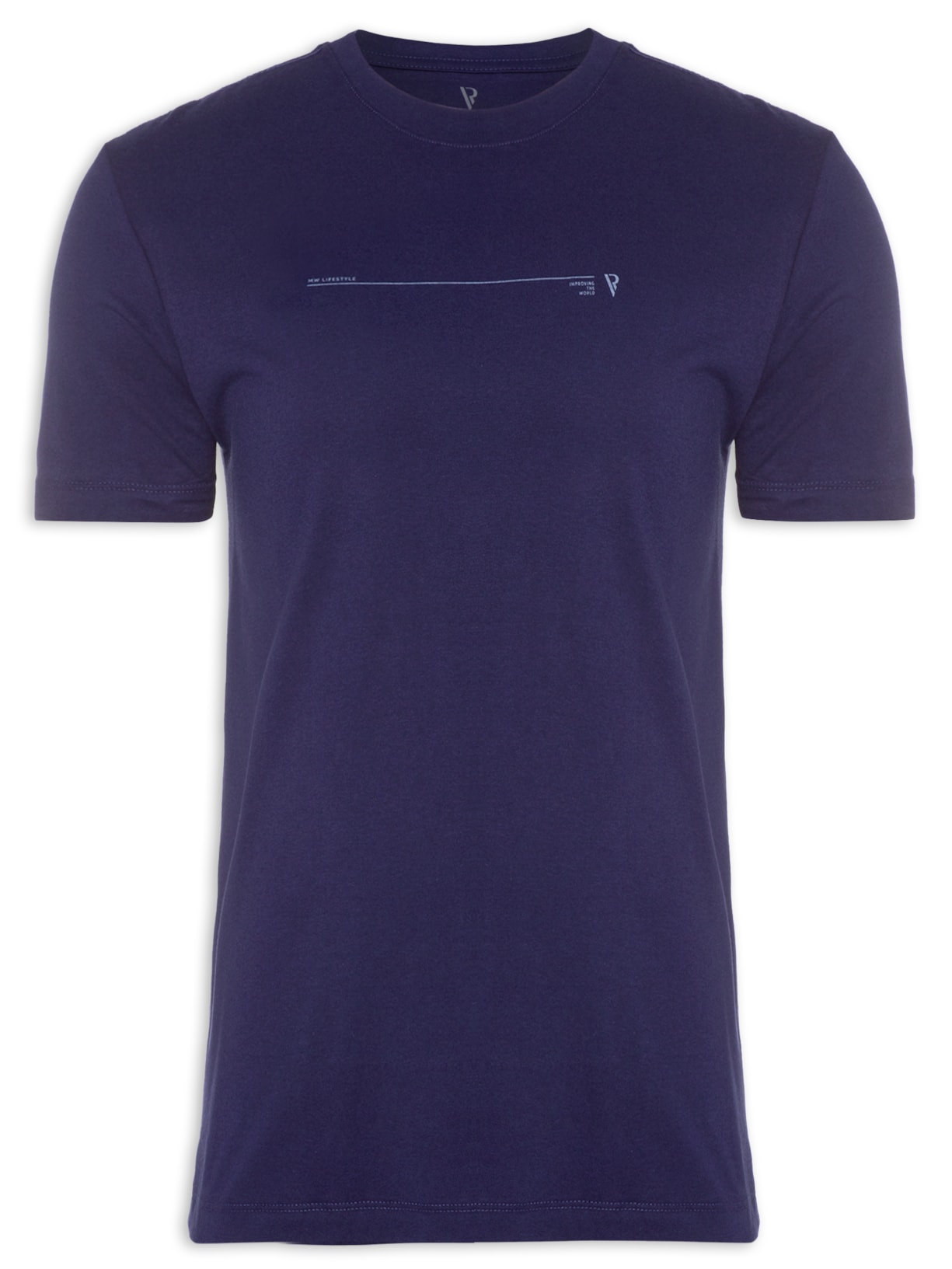 Camiseta Masculina Meia Malha Estampa Improving The World - Azul