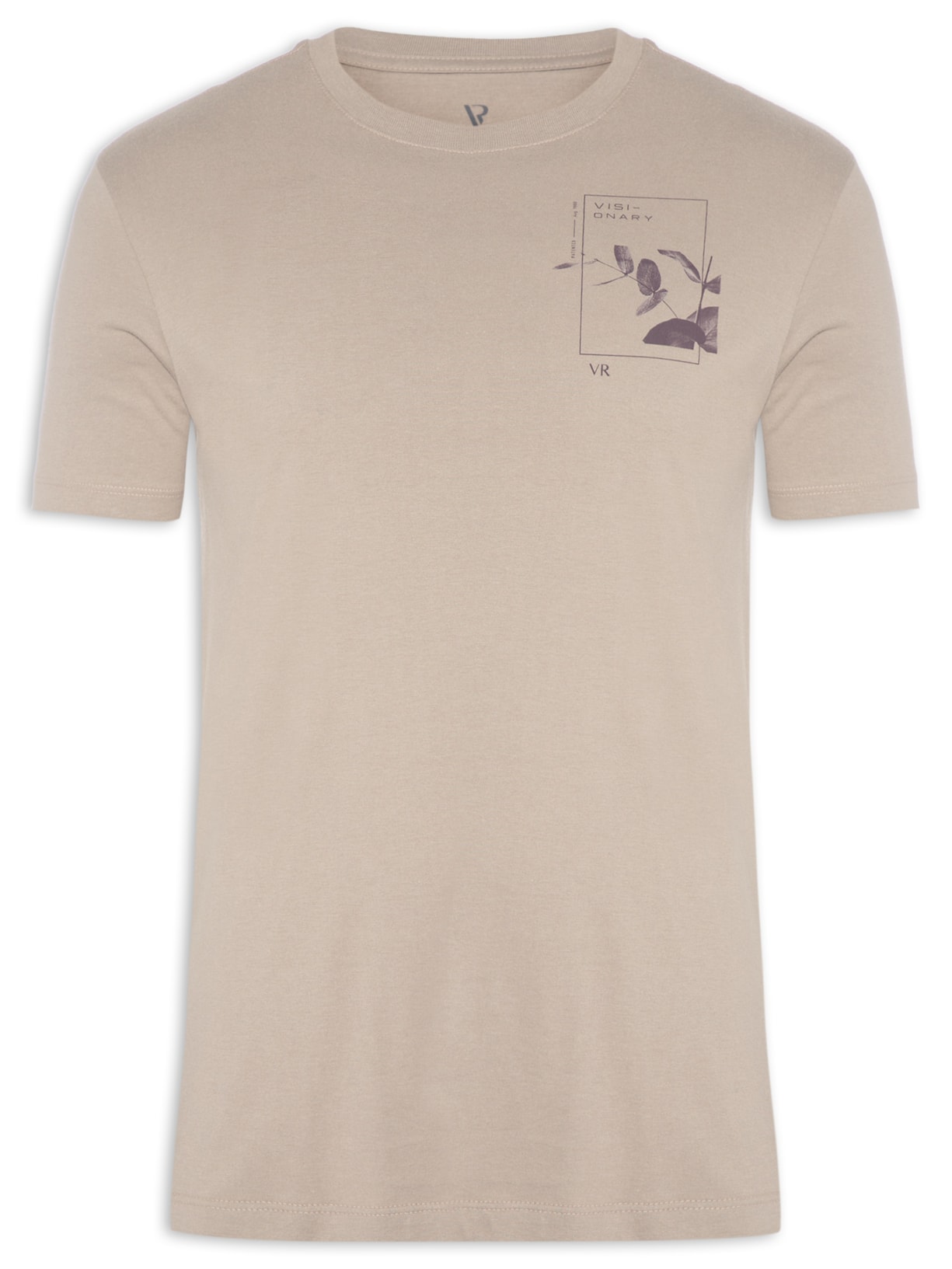 Camiseta Masculina Meia Malha Estampa Visionary - Bege