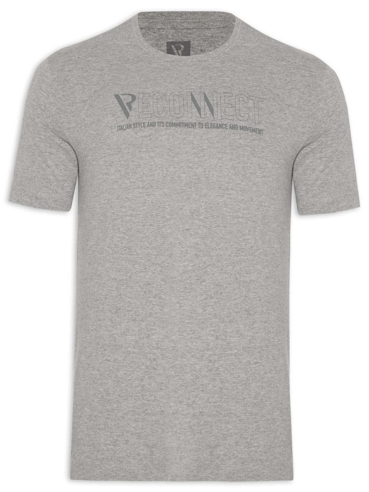 Camiseta Masculina Melange Estampa Reconnect - Cinza