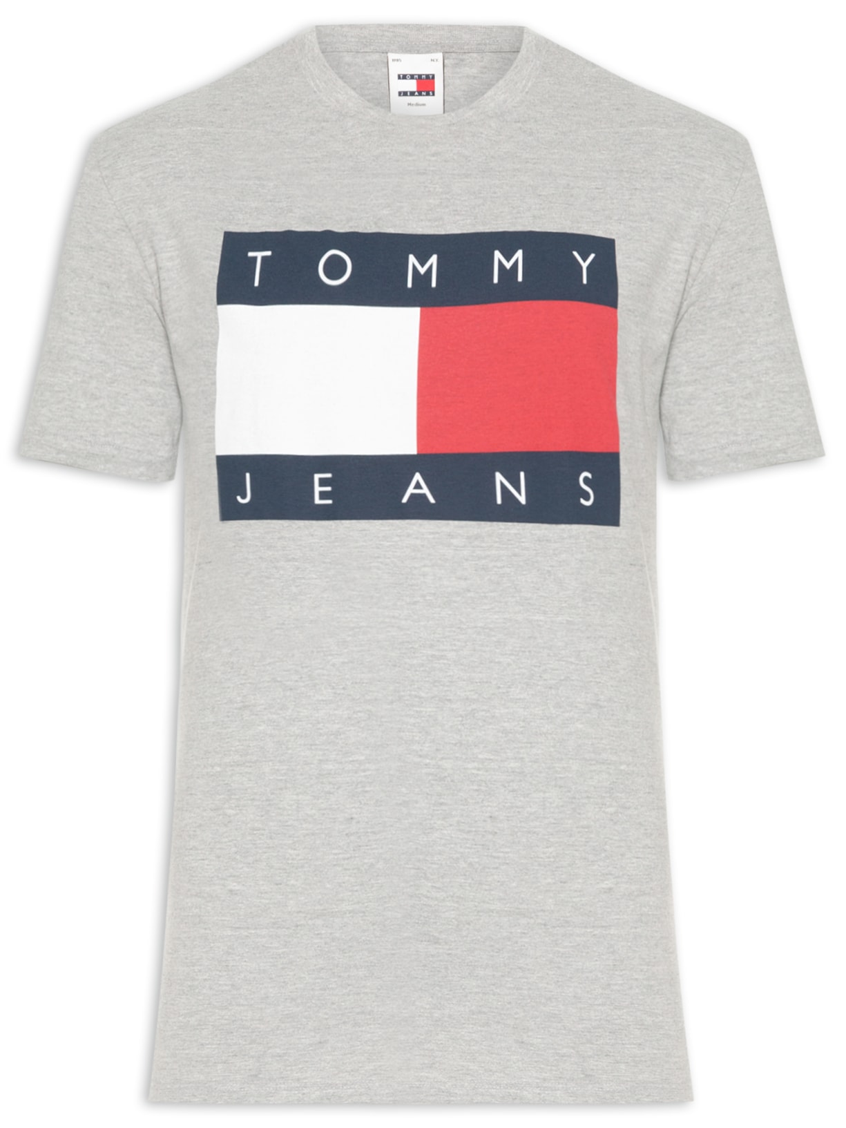 Camiseta Masculina Melange Flag Oversized Fit - Cinza