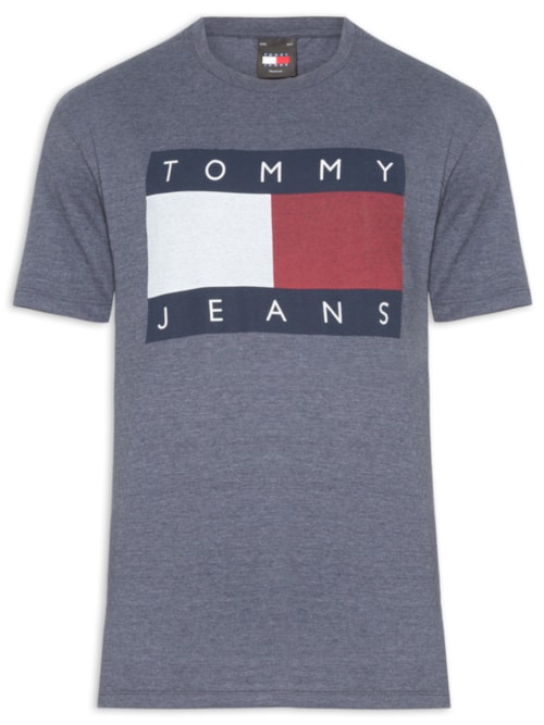Camiseta Masculina Melange Flag Oversized Fit - Cinza