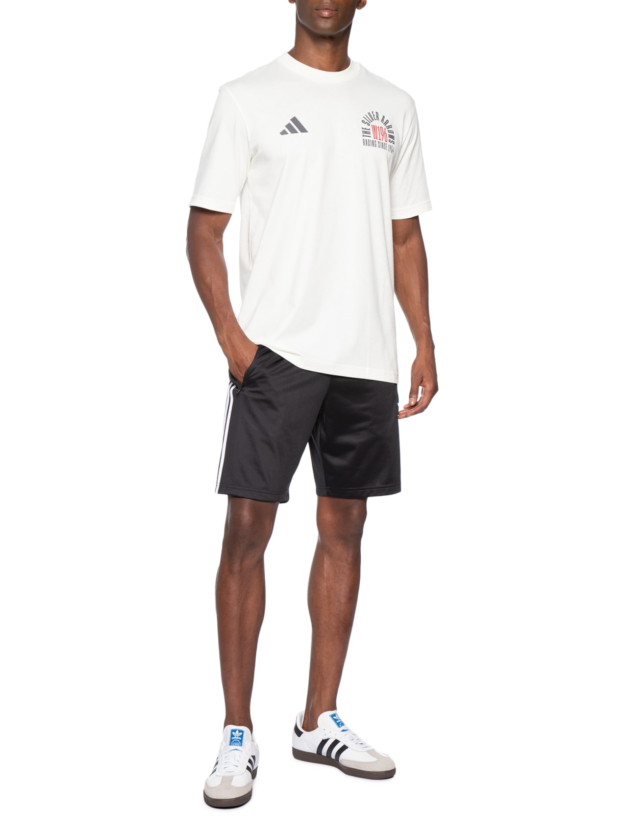 Camiseta Masculina Mercedes Amg Petronas 55 Off White Adidas + Mercedes
