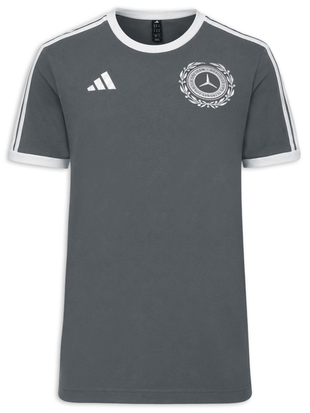 Camiseta Masculina Mercedes Amg Petronas Cinza Adidas + Mercedes