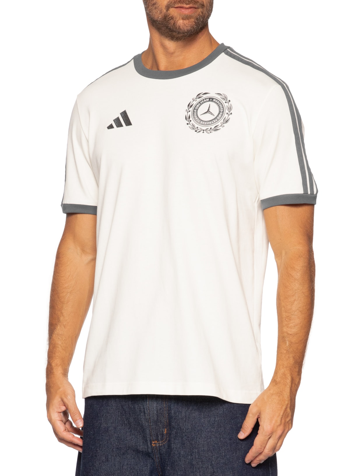 Camiseta Masculina Mercedes Amg Petronas Off White Adidas + Mercedes