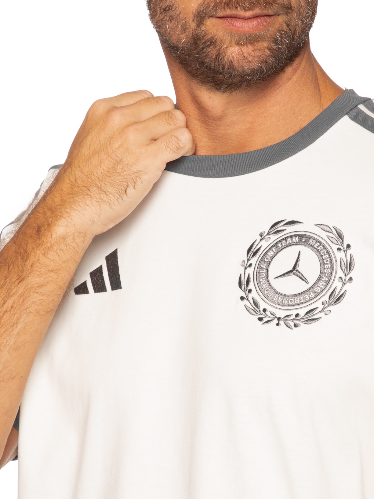Camiseta Masculina Mercedes Amg Petronas Off White Adidas + Mercedes