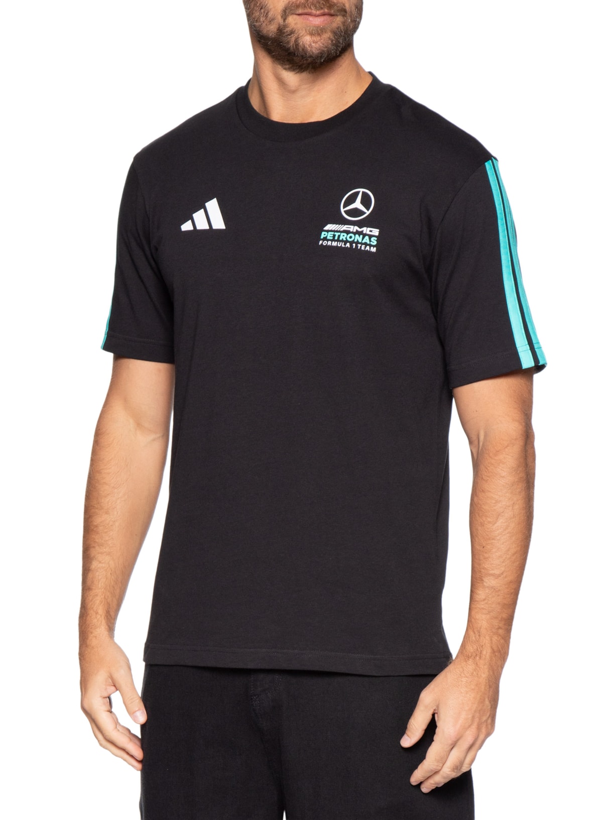 Camiseta Masculina Mercedes Petronas Preto Adidas + Mercedes