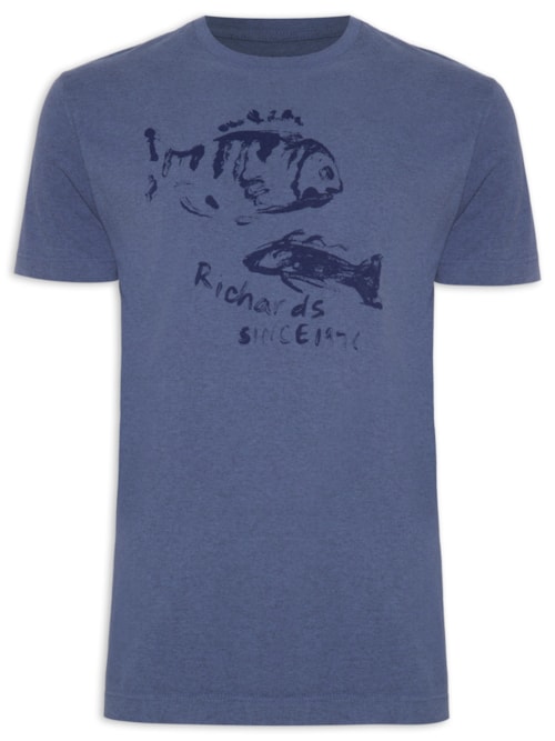 Camiseta Masculina Mescla Brush Fish - Azul