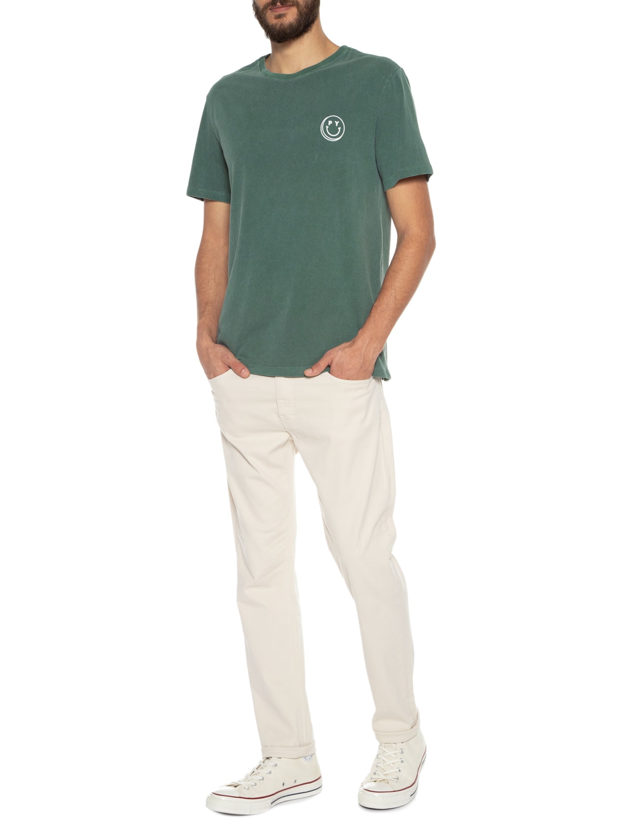 Camiseta Masculina Mescla Smile Verde Purple Yellow