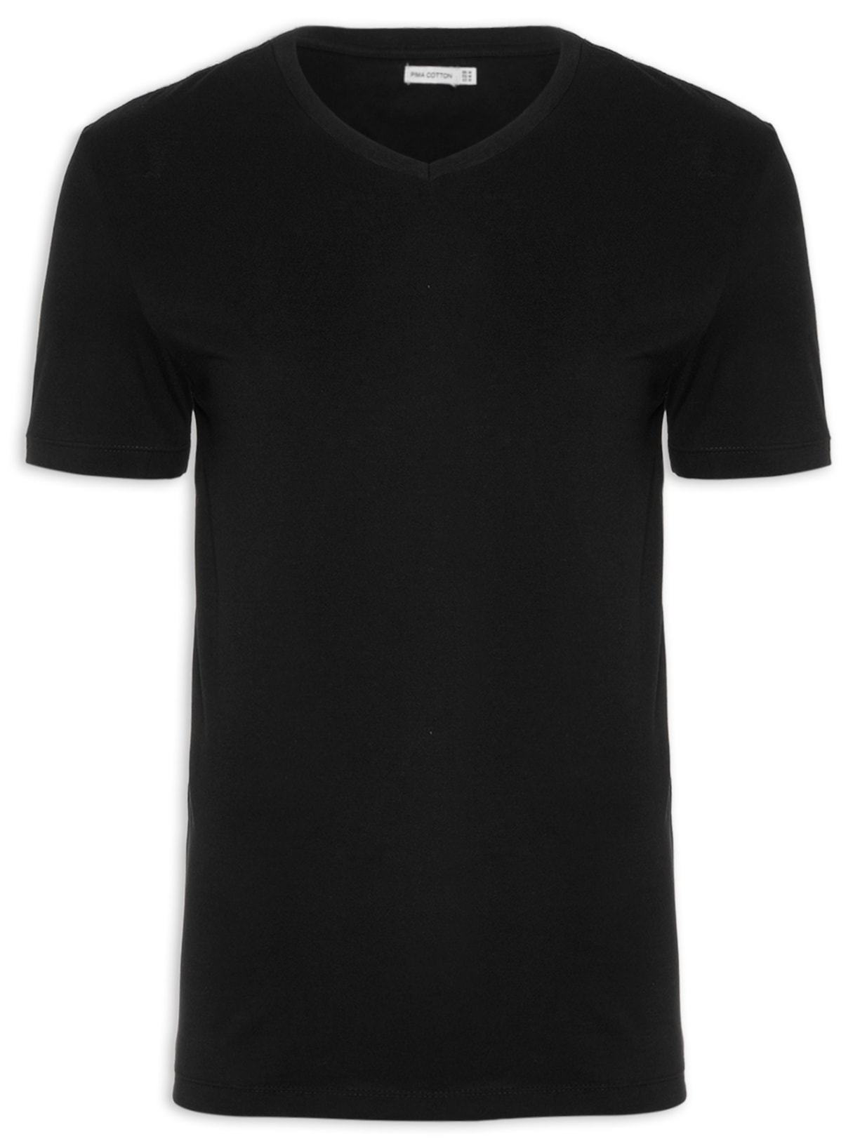 Camiseta Masculina Mid Pima Gola V - Preto