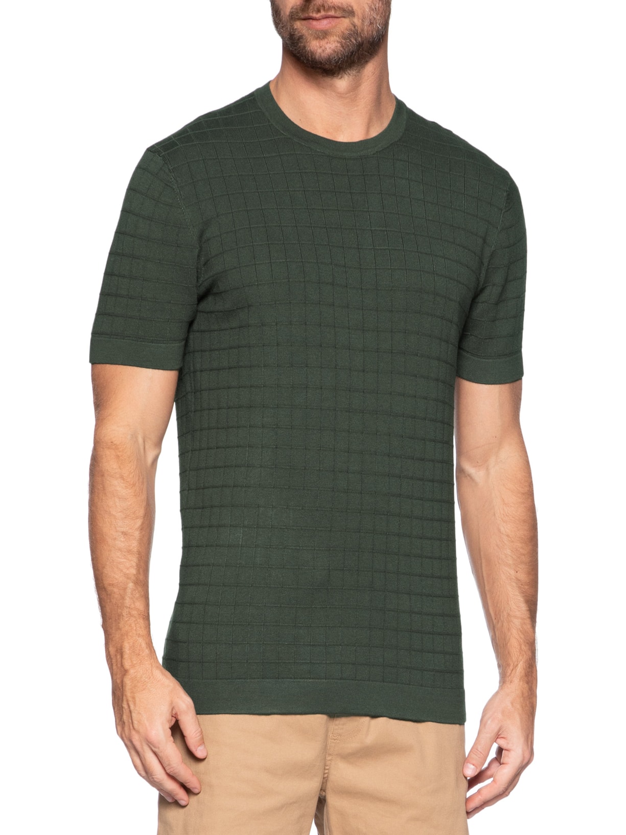 Camiseta Masculina Mini Grid Tricot Verde Aramis