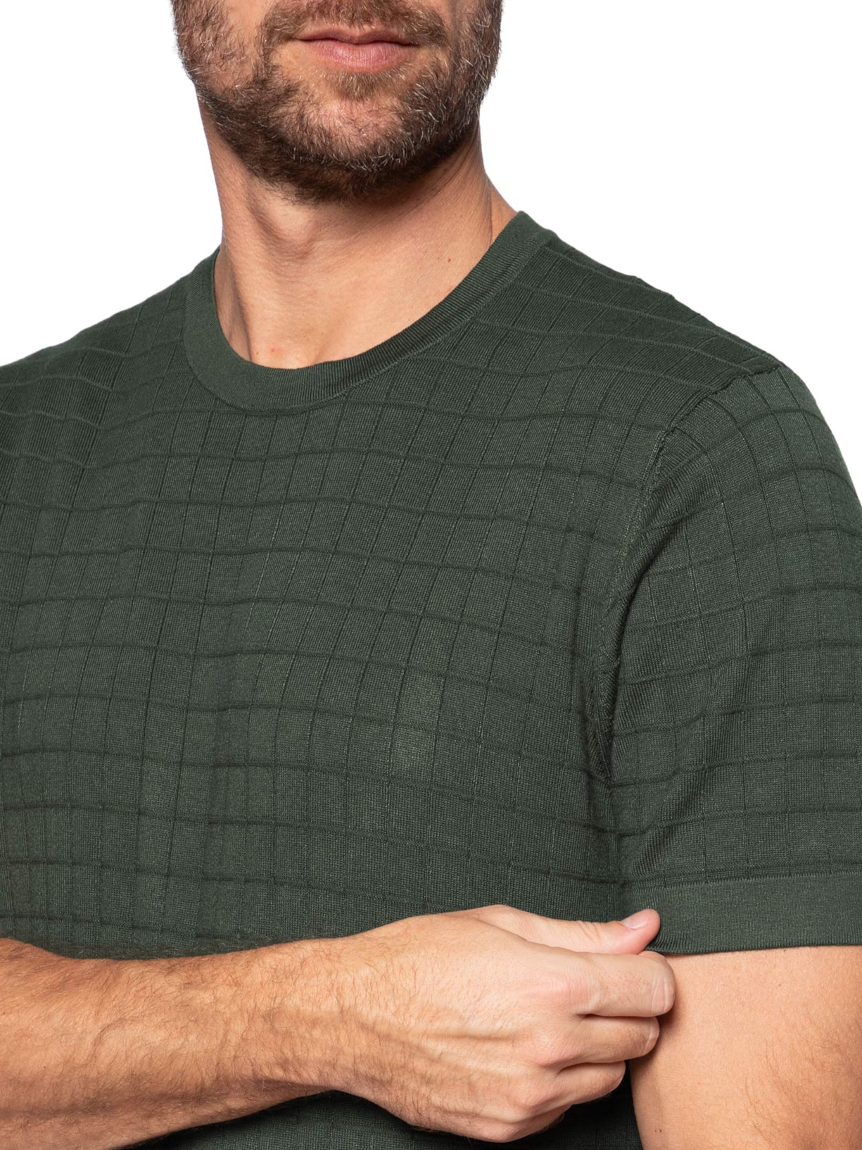 Camiseta Masculina Mini Grid Tricot Verde Aramis