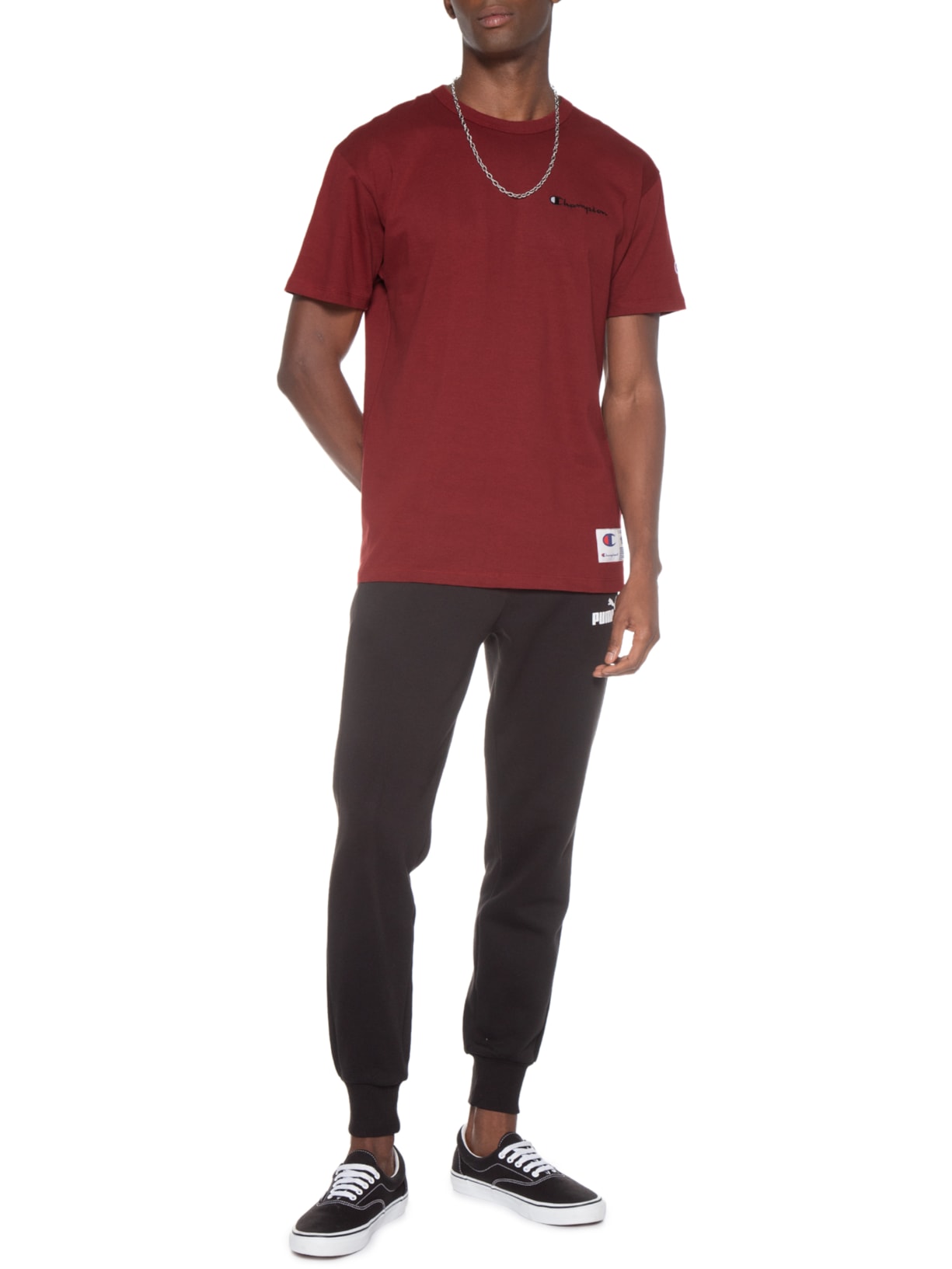 Camiseta Masculina Mini Logo Script Vermelho Champion