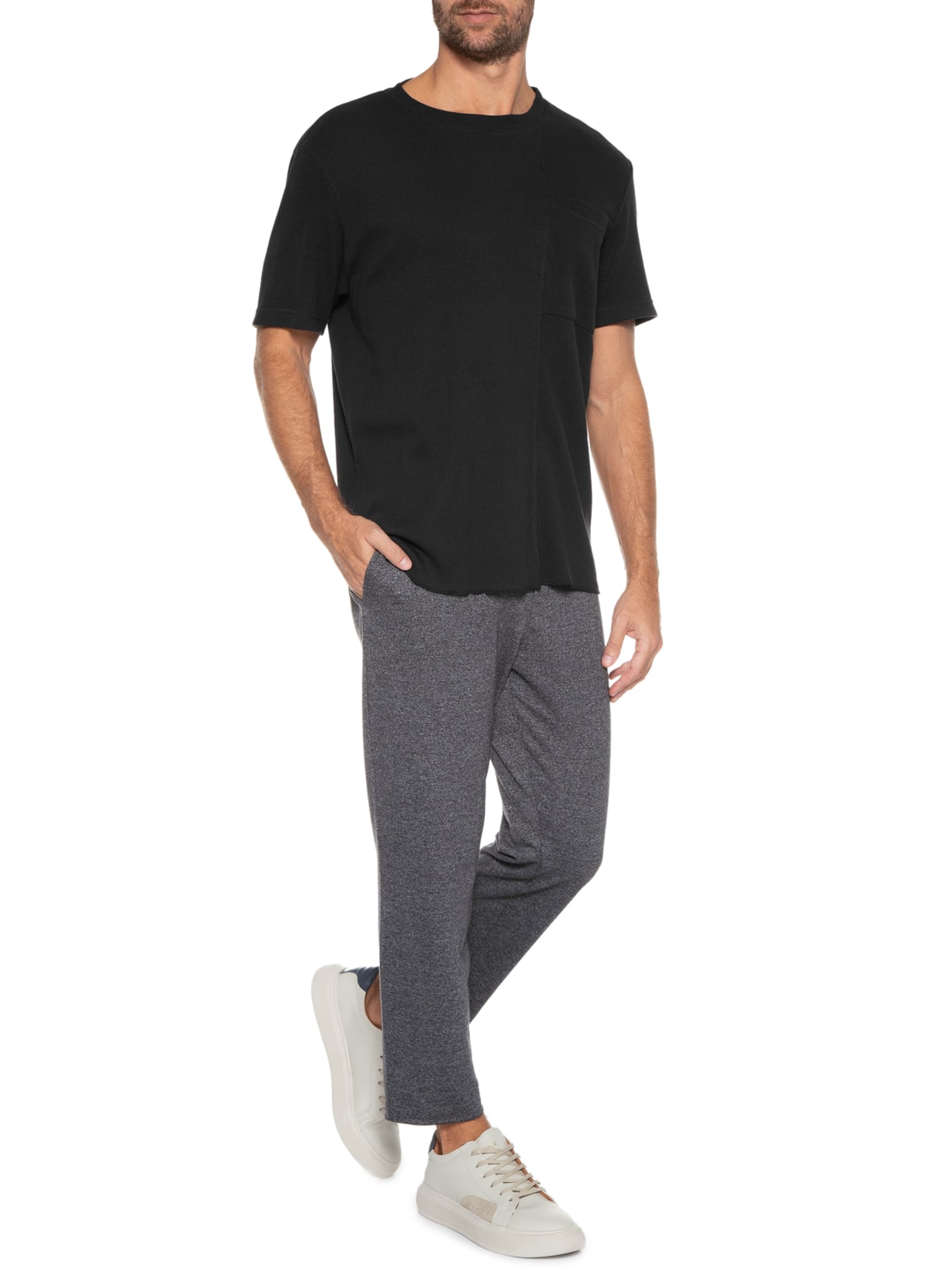 Camiseta Masculina Mix Textures Preto Osklen