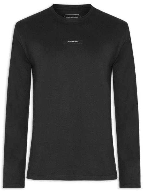 Camiseta Masculina ML Logo Leather – Preto