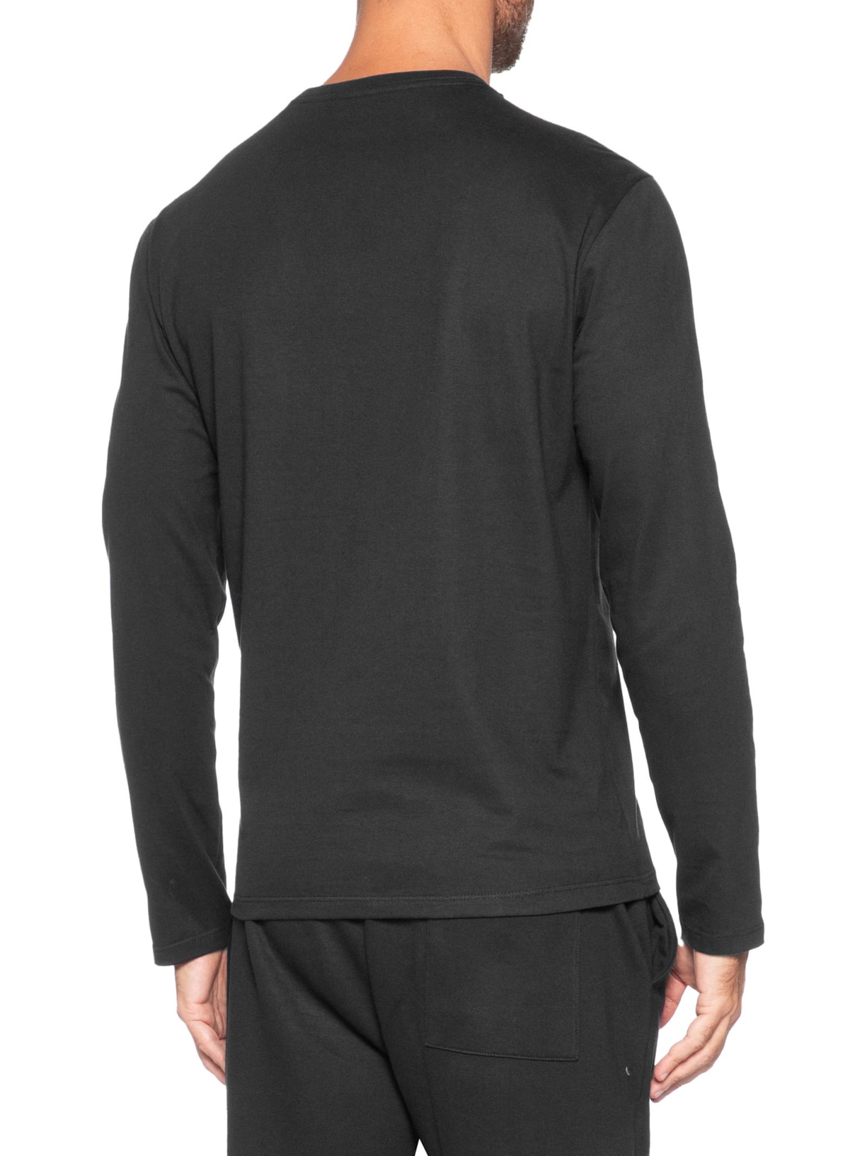 Camiseta Masculina ML Logo Leather Preto Calvin Klein Jeans