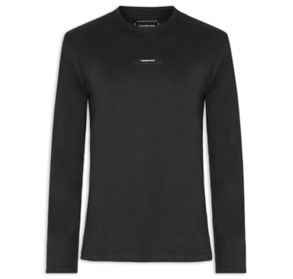 Camiseta Masculina ML Logo Leather – Preto