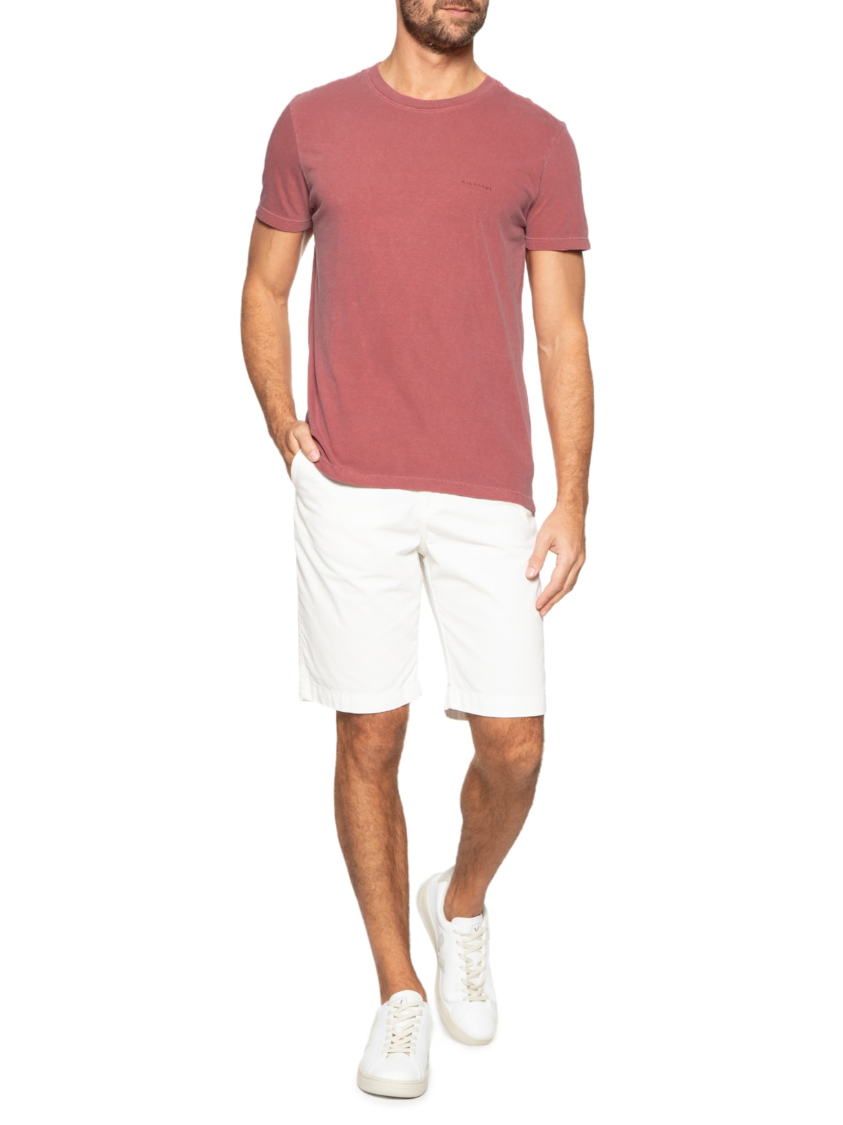 Camiseta Masculina Mm Washed Aquarela Vermelho Richards