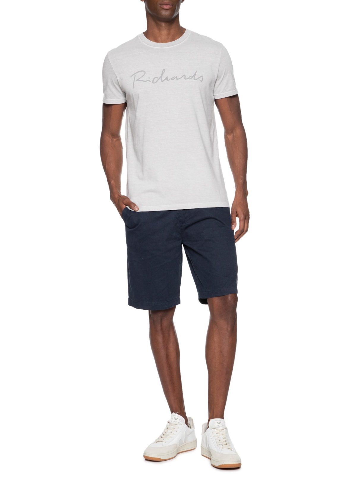 Camiseta Masculina MM Washed Manuscrito Cinza Richards