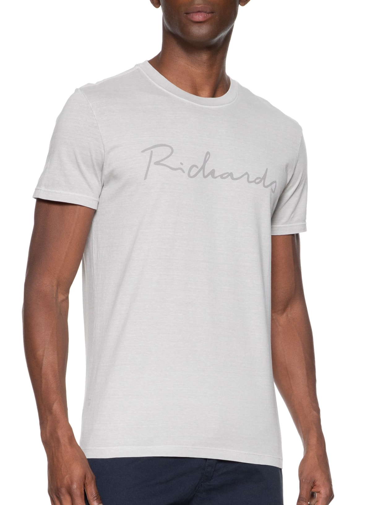 Camiseta Masculina MM Washed Manuscrito Cinza Richards