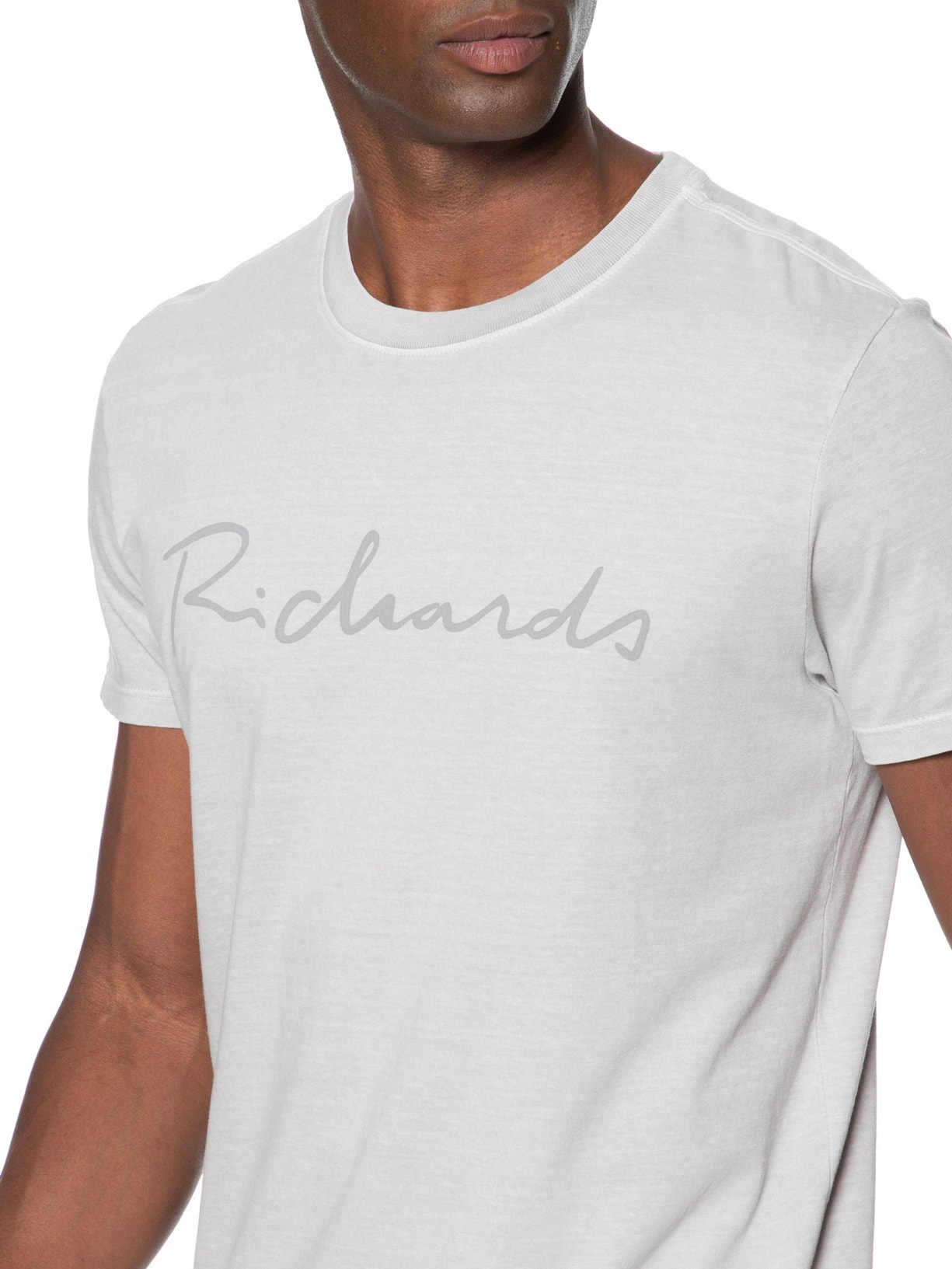 Camiseta Masculina MM Washed Manuscrito Cinza Richards
