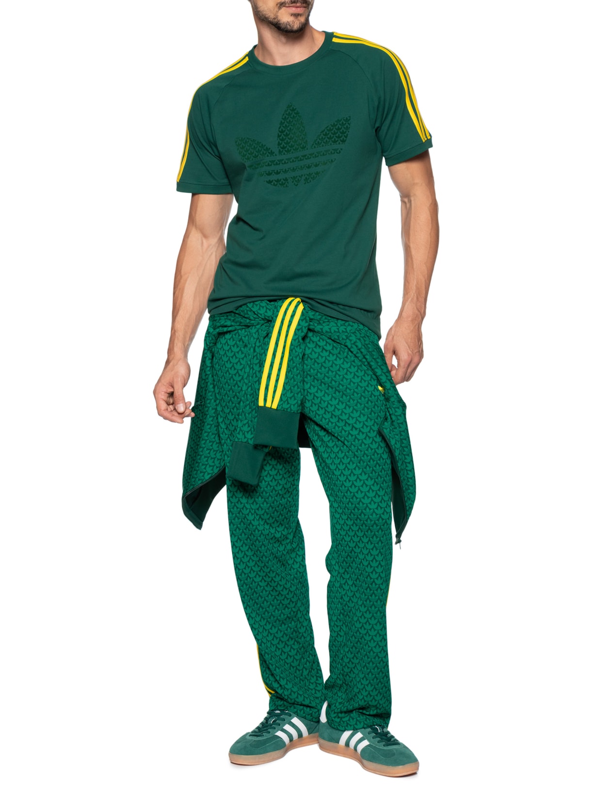 Camiseta Masculina Monogram 3S Verde Adidas Originals