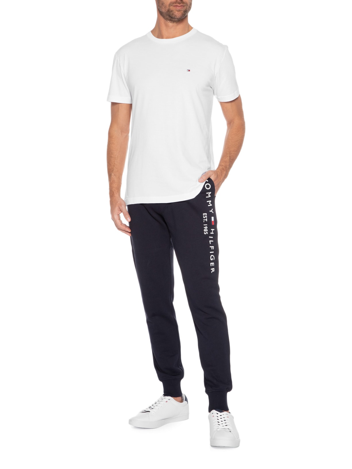 Camiseta Masculina Monotype Back Block Branco Tommy Hilfiger