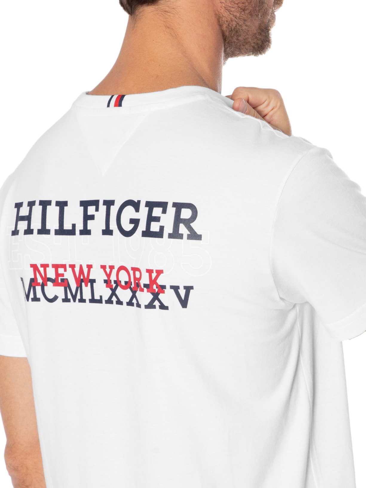 Camiseta Masculina Monotype Back Block Branco Tommy Hilfiger