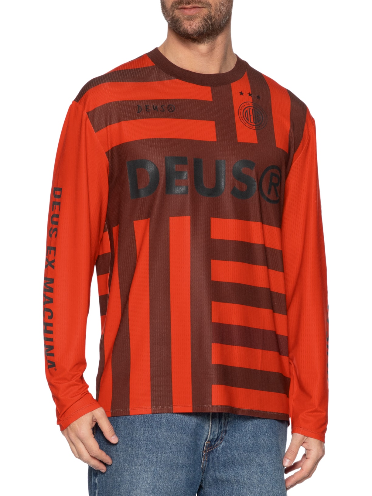  Camiseta Masculina Moto Jersey Black Out Laranja Deus Ex Machina