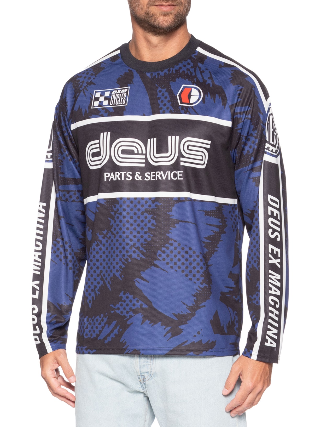 Camiseta Masculina Moto Jersey Tillment Mix Azul Deus Ex Machina