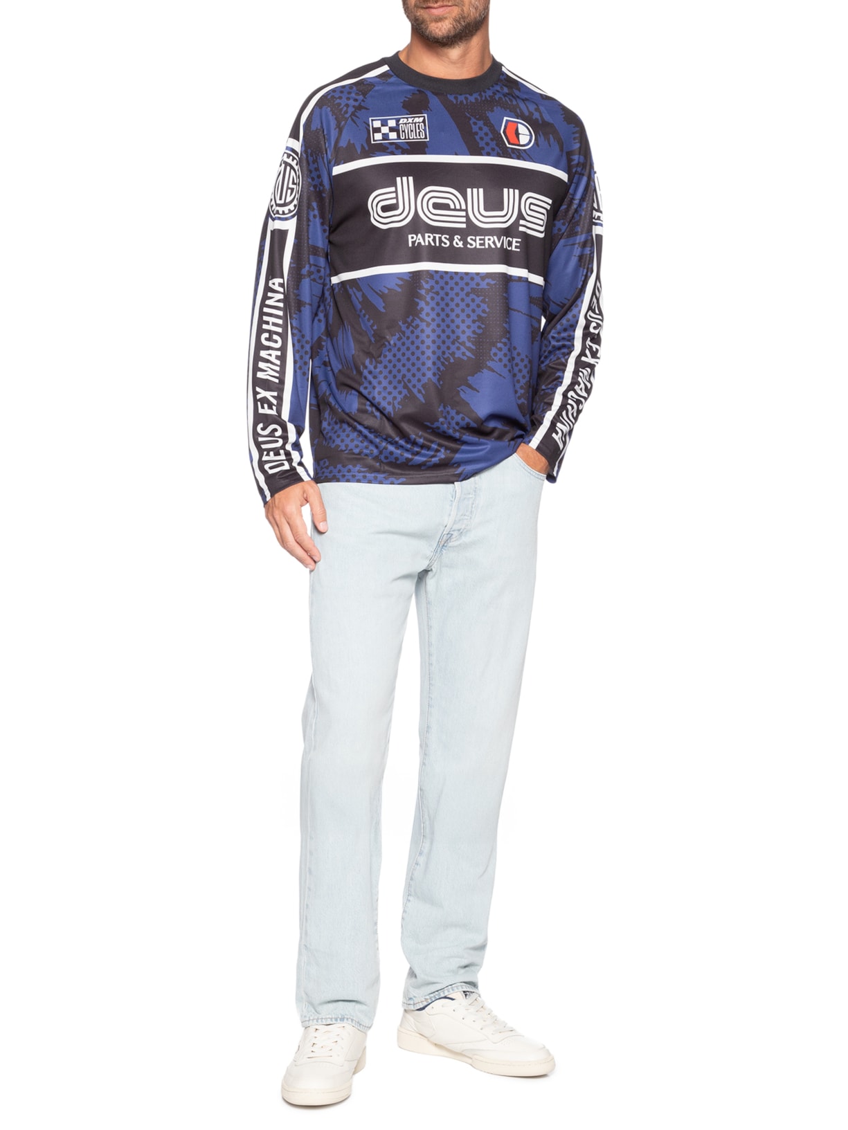 Camiseta Masculina Moto Jersey Tillment Mix Azul Deus Ex Machina