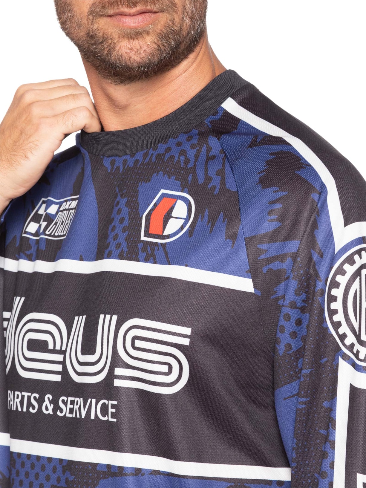 Camiseta Masculina Moto Jersey Tillment Mix Azul Deus Ex Machina