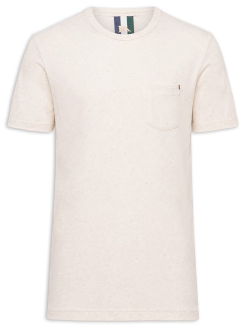 Camiseta Masculina Natural Linho Com Bolso - Bege
