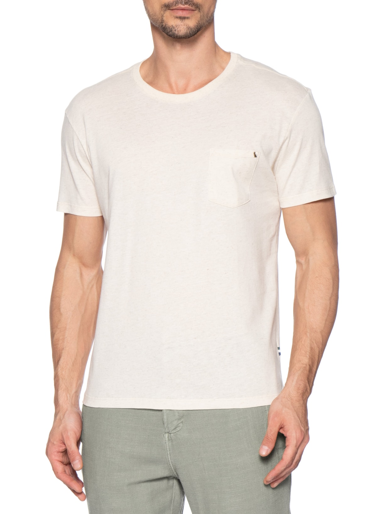 Camiseta Masculina Natural Linho Com Bolso Bege Reserva