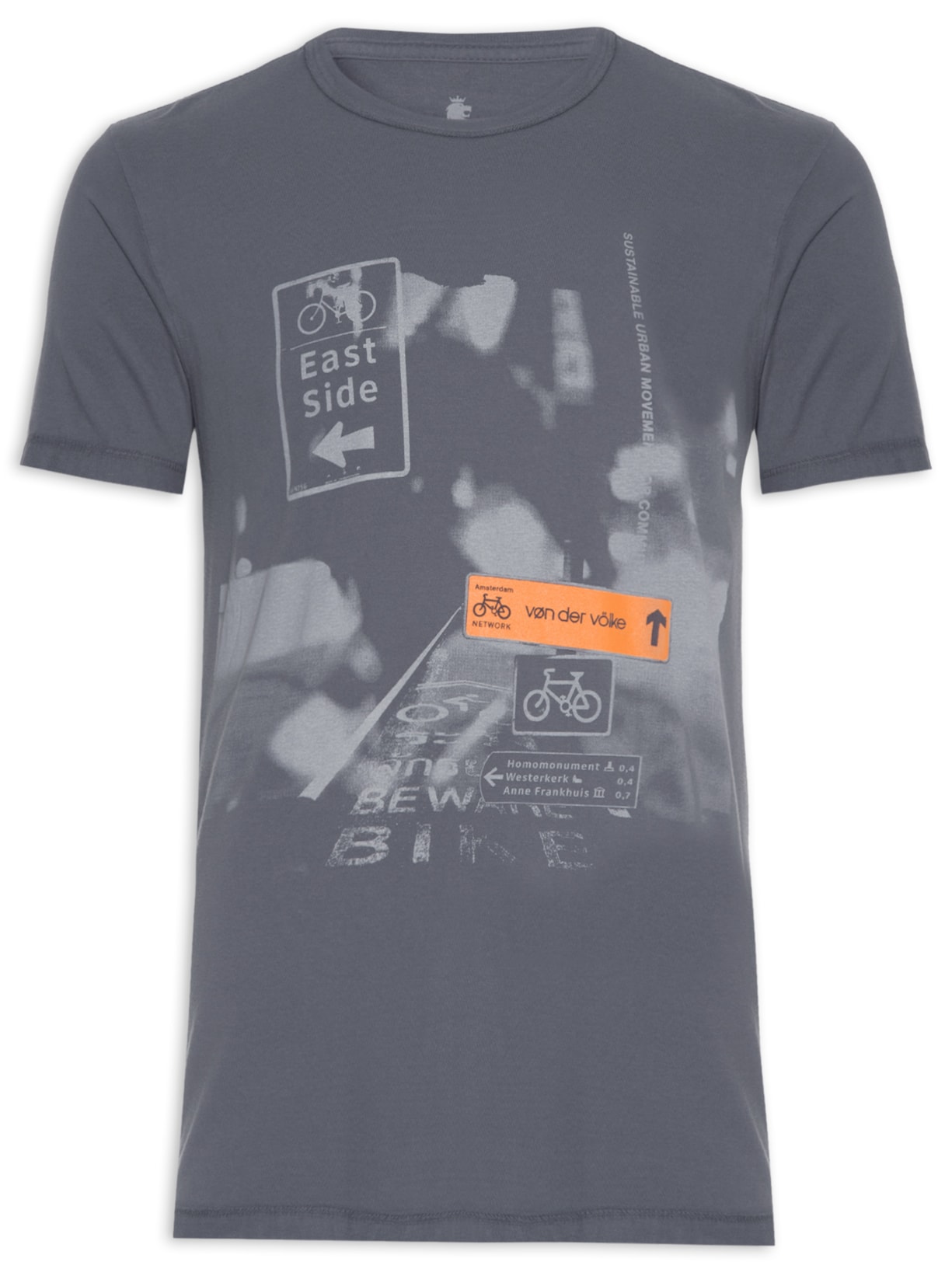 Camiseta Masculina Night Bike - Cinza