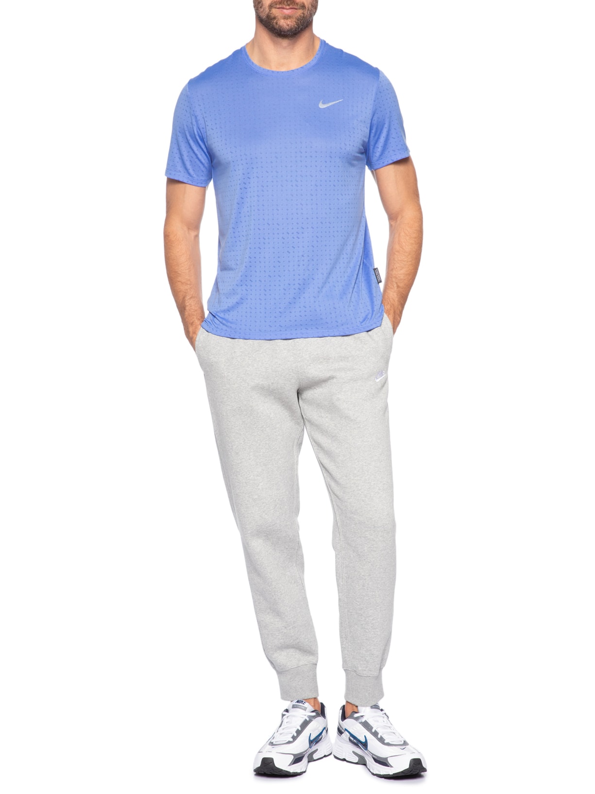 Camiseta Masculina Nk DF Breathe Miler SS Top Azul Nike