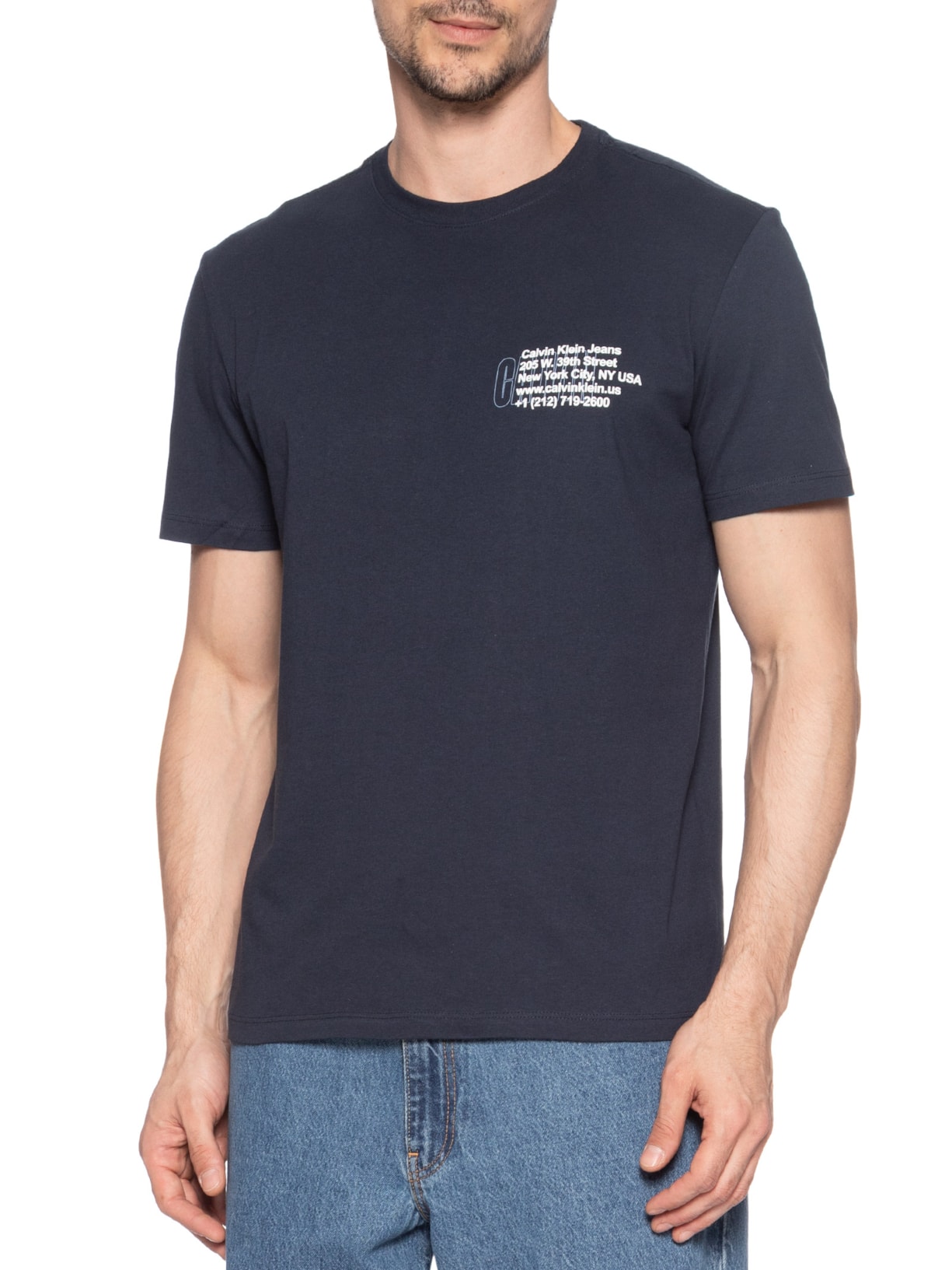 Camiseta Masculina Ny Adress Azul Calvin Klein Jeans