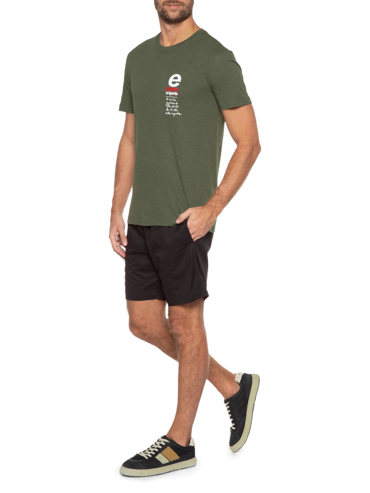 Camiseta Masculina Org Rough E-brigade Verde Osklen